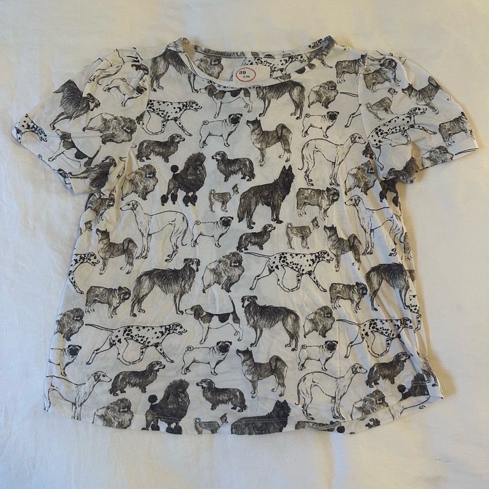 Dog Print T-Shirt - Black and White